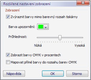 Rozšířené nastavení zobrazení
