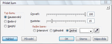Parametry Gaussovského šumu sum_Gauss