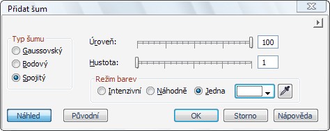 Parametry spojitého šumu sum_spojity