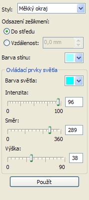 Nastavení parametrů zešikmení pro text zesikmeni_settings