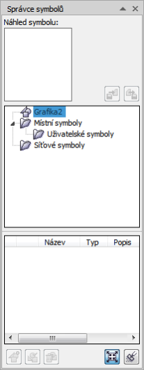 prázdný ukotvitelný panel Správce symbolů