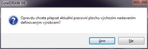 CDR X6 - dialogové okno pro spuštění Corelu s továrním nastavením
